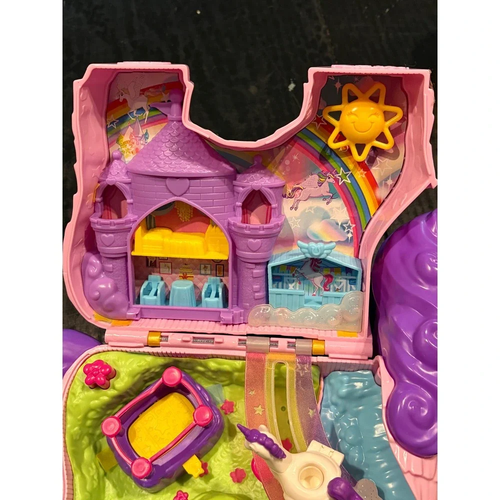 Mattel Polly Pocket Unicorn Party Playset Pink Piñata Carry Case
